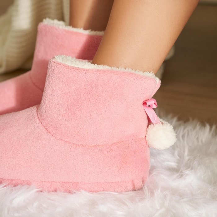 The Range | OHS OHS Boot Slipper Faux Suede Sherpa Ladies Ankle Booties - Blush Pink / Size: 7-8 UK, 40-42 EU OHS OHS Boot Slipper Faux Suede Sherpa Ladies Ankle Booties - Blush Pink / Size: 7-8 UK, 40-42 EU