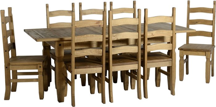 The Range | Seconique Corona Extending Dining Set DWP - Brown Faux Leather / 8 Seconique Corona Extending Dining Set DWP - Brown Faux Leather / 8