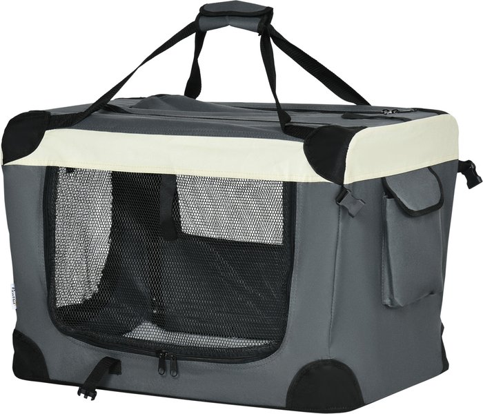 The Range | PawHut PawHut 60cm Foldable Pet Carrier for Cats and Miniature Dogs - Grey PawHut PawHut 60cm Foldable Pet Carrier for Cats and Miniature Dogs - Grey
