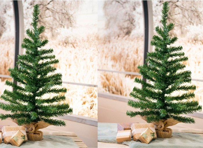The Range | Kaemingk 2 x 60cm Artificial Christmas Tree In Jute Bag - Green Kaemingk 2 x 60cm Artificial Christmas Tree In Jute Bag - Green