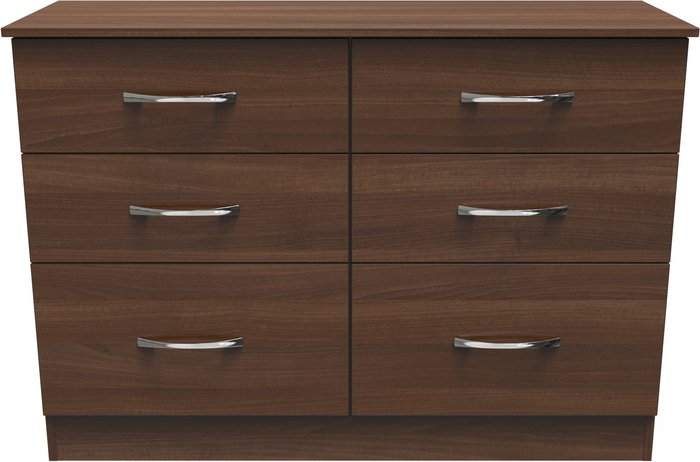 The Range | Avon Ready Assembled 6 Drawer Midi Chest - Noche Walnut Avon Ready Assembled 6 Drawer Midi Chest - Noche Walnut