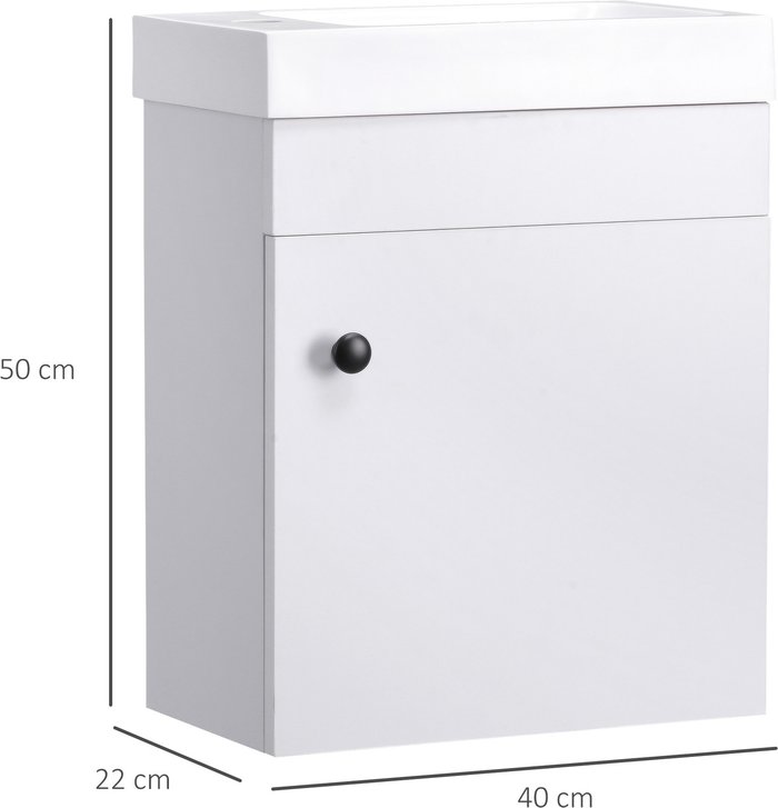 The Range | kleankin Bathroom Vanity Unit with Basin, Wall Mounted Wash Stand - White kleankin Bathroom Vanity Unit with Basin, Wall Mounted Wash Stand - White