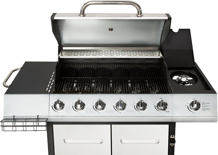 The Range | Charles Bentley Charles Bentley 7 Burner (6 + side) Premium Gas BBQ - Silver Charles Bentley Charles Bentley 7 Burner (6 + side) Premium Gas BBQ - Silver