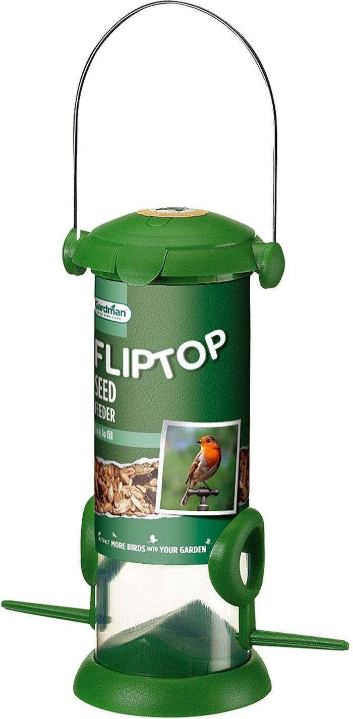 The Range | Gardman Gardman Flip Top Wild Bird Seed Hanging Bird Feeder - Green Gardman Gardman Flip Top Wild Bird Seed Hanging Bird Feeder - Green