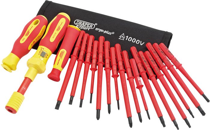 The Range | Draper Draper Interchangeable VDE Torque Screwdriver Set (19 Piece) - Red Draper Draper Interchangeable VDE Torque Screwdriver Set (19 Piece) - Red