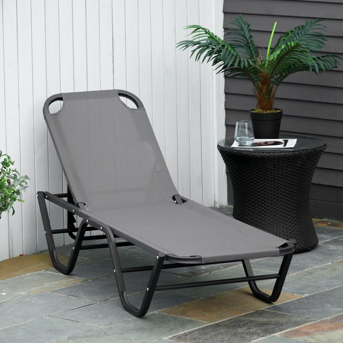 The Range | Outsunny Sun Lounger Adjustable Relaxer Recliner - Grey Outsunny Sun Lounger Adjustable Relaxer Recliner - Grey
