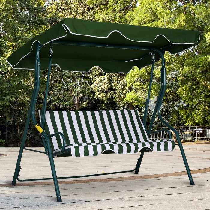 The Range | Outsunny Outsunny Striped 3 Seater Swing Seat - Green/White Outsunny Outsunny Striped 3 Seater Swing Seat - Green/White
