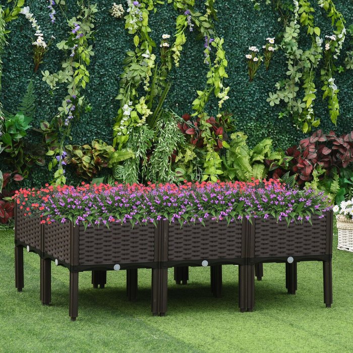 The Range | Outsunny 6 Piece Lightweight Raised Flower Bed - Brown Outsunny 6 Piece Lightweight Raised Flower Bed - Brown