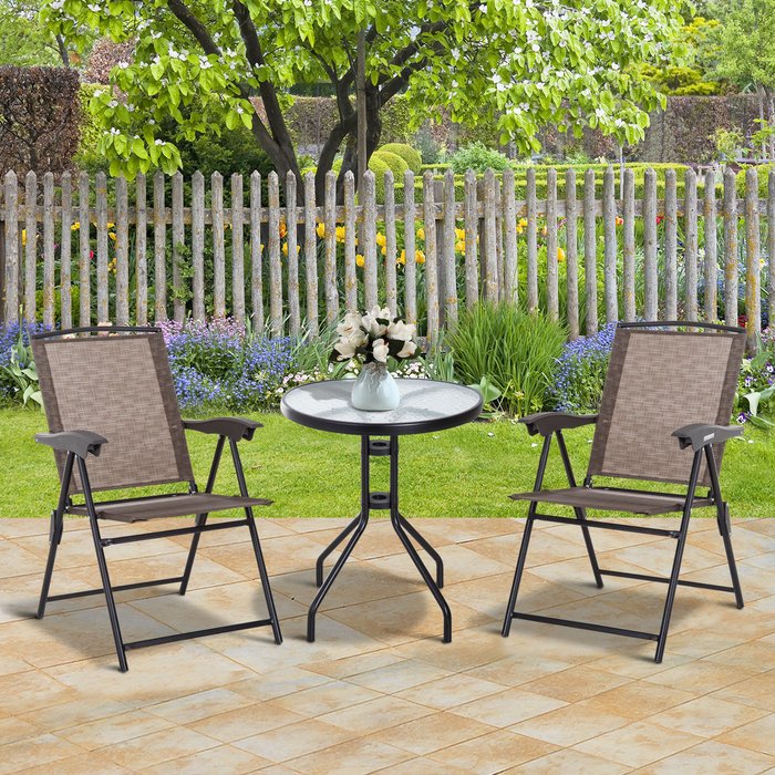 The Range | Outsunny Patio Furniture Bistro Set - Brown Outsunny Patio Furniture Bistro Set - Brown