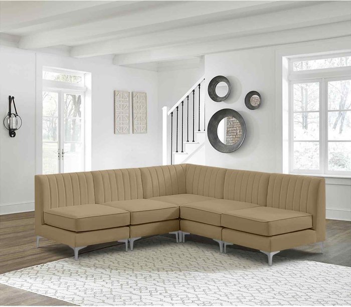 The Range | Simply Eleganza Albert Modular Corner Sofa in Velour Velvet Fabric - Brown Simply Eleganza Albert Modular Corner Sofa in Velour Velvet Fabric - Brown