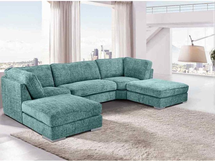 The Range | Simply Eleganza Britany Large Corner U Shape Sofa - Turquoise Simply Eleganza Britany Large Corner U Shape Sofa - Turquoise