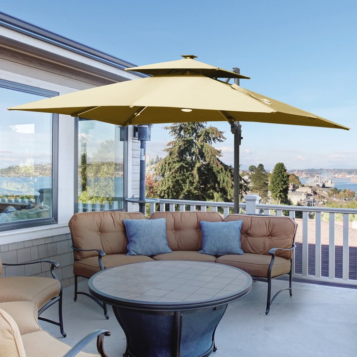 The Range | Outsunny 3m Cantilever Parasol, Outdoor Offset Patio Umbrella, Solar LED - Grey Outsunny 3m Cantilever Parasol, Outdoor Offset Patio Umbrella, Solar LED - Grey
