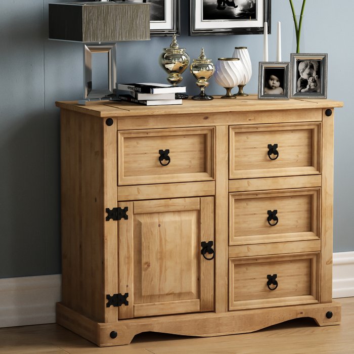The Range | Corona 1 Door 4 Drawer Small Sideboard - Pine Corona 1 Door 4 Drawer Small Sideboard - Pine