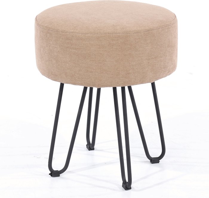 The Range | Core Products Ltd Aspen upholstered round stool with black metal legs - Sand Core Products Ltd Aspen upholstered round stool with black metal legs - Sand