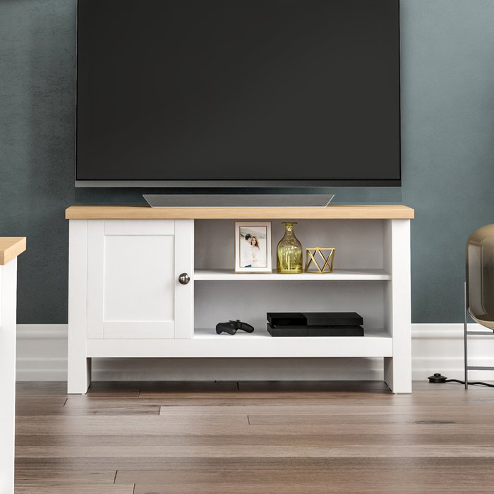 The Range | Arlington 1 Door TV Unit, Grey - White Arlington 1 Door TV Unit, Grey - White