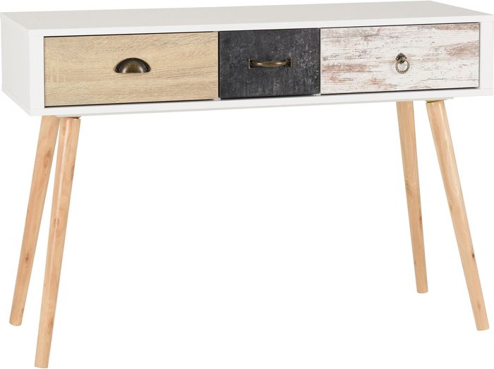 The Range | SECONIQUE Nirdic 3 Drawer Occasional Table Distressed Effect White - Seconique SECONIQUE Nirdic 3 Drawer Occasional Table Distressed Effect White - Seconique