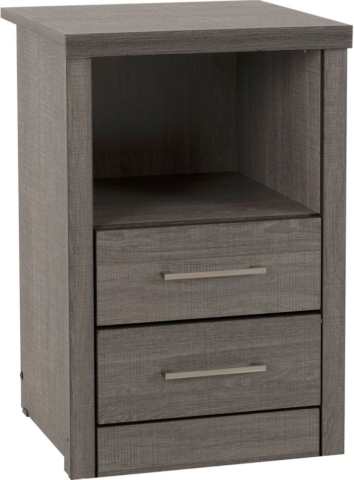 The Range | Seconique Lisbon 2 Drawer 1 Shelf Bedside Cabinet - Black Wood Grain Seconique Lisbon 2 Drawer 1 Shelf Bedside Cabinet - Black Wood Grain