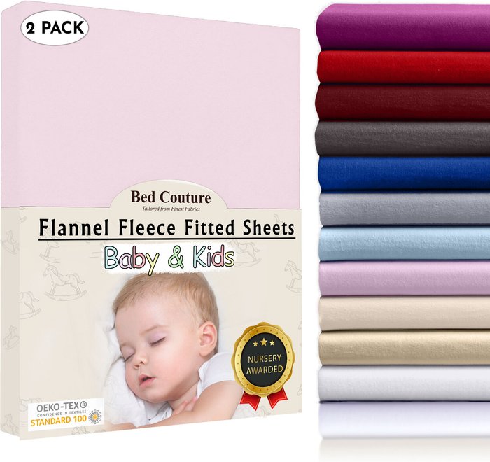 The Range | Bed Couture 60x120 cm Flannel Fleece Fitted Baby Bed Sheets - Pink Bed Couture 60x120 cm Flannel Fleece Fitted Baby Bed Sheets - Pink