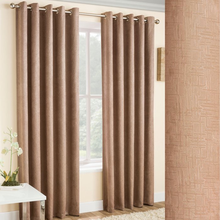 The Range | Enhanced Living Pair of Vogue Eyelet Thermal Dimout Curtains - Latte / 168cm / 183cm Enhanced Living Pair of Vogue Eyelet Thermal Dimout Curtains - Latte / 168cm / 183cm