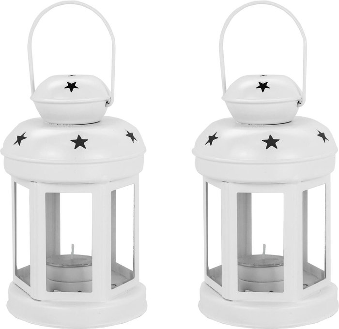The Range | NICOLA SPRING Nicola Spring - Metal Hanging Tealight Lanterns - 16cm - White - Pack of 2 NICOLA SPRING Nicola Spring - Metal Hanging Tealight Lanterns - 16cm - White - Pack of 2