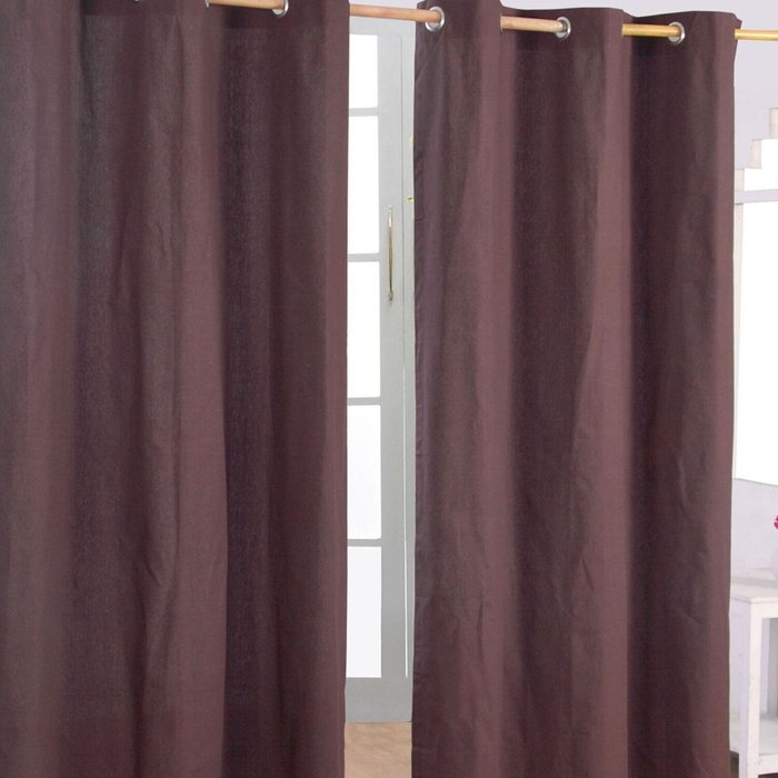 The Range | Homescapes Homescapes Cotton Plain Ready Made Eyelet Curtain Pair - Chocolate Homescapes Homescapes Cotton Plain Ready Made Eyelet Curtain Pair - Chocolate