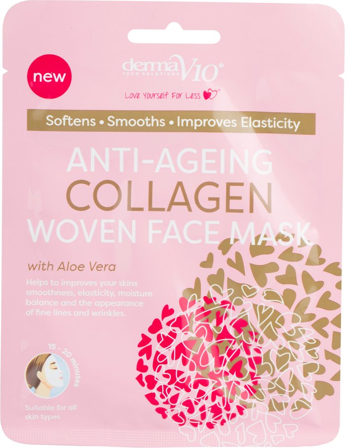 The Range | DermaV10 Derma V10 Anti-Ageing Collagen Woven Face Mask DermaV10 Derma V10 Anti-Ageing Collagen Woven Face Mask