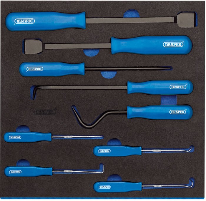The Range | Draper Draper Scraper, Hook And Pick Set In 1/2 Drawer EVA Insert Tray (9 Piece) Draper Draper Scraper, Hook And Pick Set In 1/2 Drawer EVA Insert Tray (9 Piece)