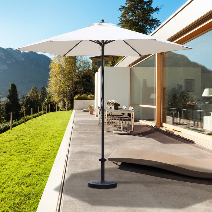 The Range | Outsunny Dia2.8m Patio Umbrella Parasol - Cream White Outsunny Dia2.8m Patio Umbrella Parasol - Cream White