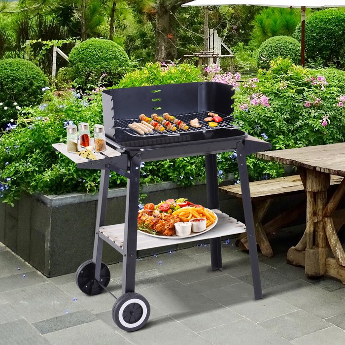 The Range | Outsunny Charcoal BBQ Grill Trolley Barbecue - Black Outsunny Charcoal BBQ Grill Trolley Barbecue - Black