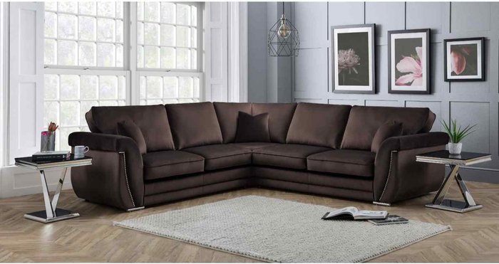 The Range | Simply Eleganza Luca Full Back Large Corner Sofa - Brown Simply Eleganza Luca Full Back Large Corner Sofa - Brown