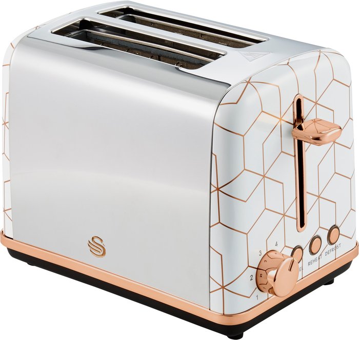 The Range | Swan Tribeca 2 Slice Toaster - White and Gold Swan Tribeca 2 Slice Toaster - White and Gold