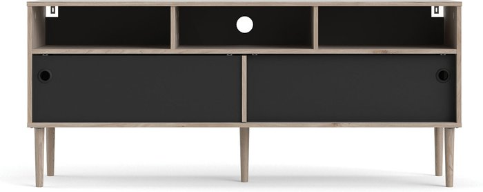 The Range | Rome Rome Tv Unit 2 Sliding Doors In Jackson Hickory Oak Effect With Matt Black Rome Rome Tv Unit 2 Sliding Doors In Jackson Hickory Oak Effect With Matt Black