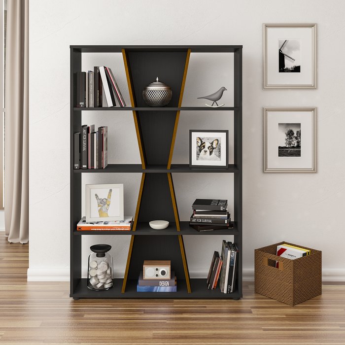 The Range | Seconique Naples Medium Bookcase - Black Pine Seconique Naples Medium Bookcase - Black Pine