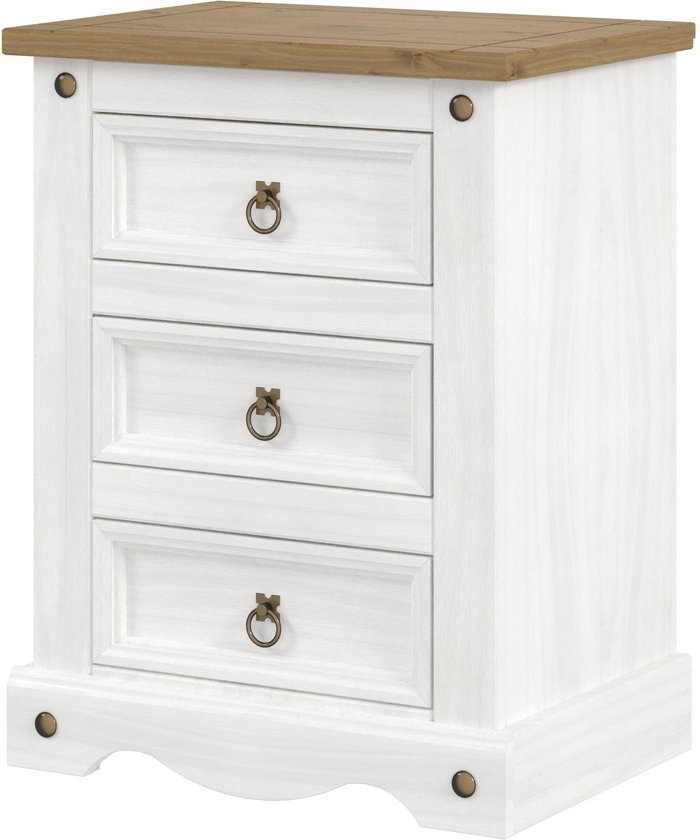 The Range | Core Products Ltd Corona White 3 drawer bedside cabinet - White washed wax Core Products Ltd Corona White 3 drawer bedside cabinet - White washed wax