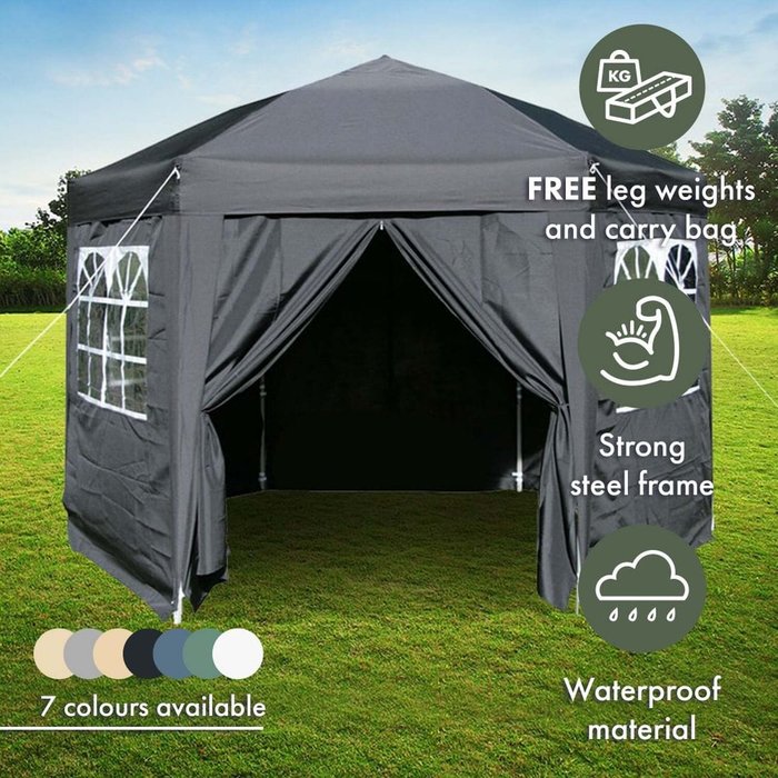 The Range | Airwave Airwave 3.5m Hexagon Gazebo - Grey Airwave Airwave 3.5m Hexagon Gazebo - Grey