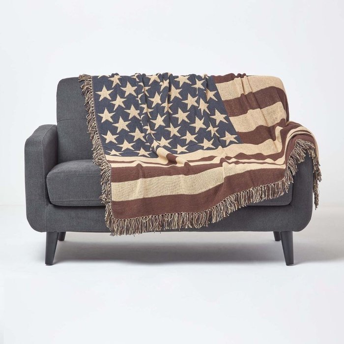 The Range | Homescapes Cotton USA Flag Throw - Red, White and Blue Homescapes Cotton USA Flag Throw - Red, White and Blue