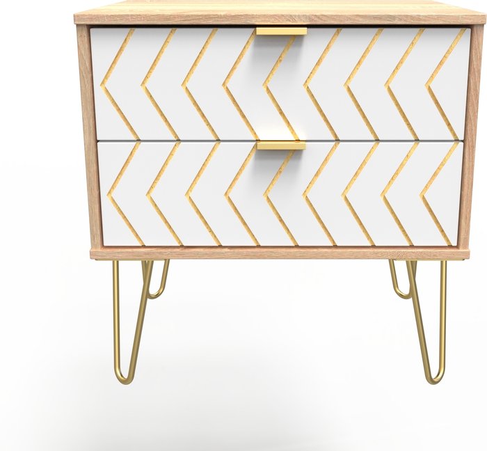 The Range | Hong Kong Ready Assembled 2 Drawer Midi Chest - Jigsaw White & Bardolino Oak Hong Kong Ready Assembled 2 Drawer Midi Chest - Jigsaw White & Bardolino Oak
