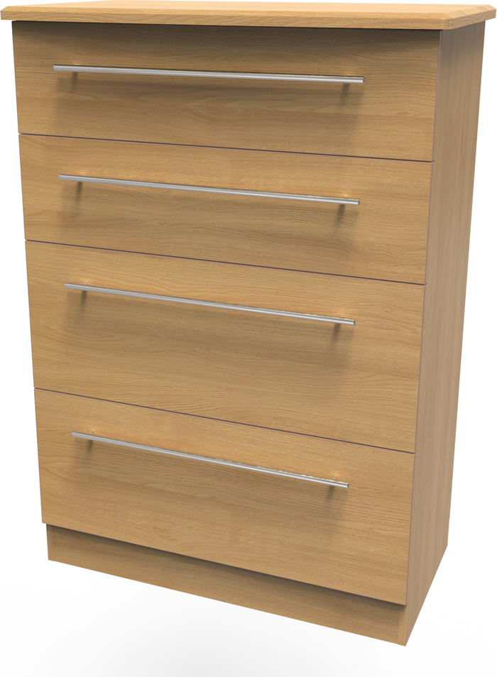 The Range | Sherwood Ready Assembled 4 Drawer Deep Chest - Modern Oak Sherwood Ready Assembled 4 Drawer Deep Chest - Modern Oak