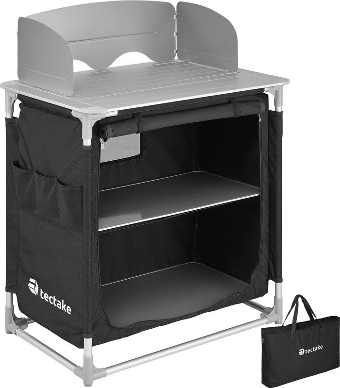 The Range | TECTAKE Camping Kitchen with 2 Shelves - Black TECTAKE Camping Kitchen with 2 Shelves - Black