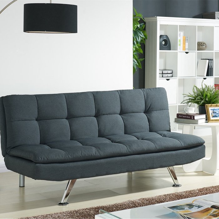 The Range | GRS Kingdom 3 Seater Sofa Bed Tufted Padded Fabric - Charcoal GRS Kingdom 3 Seater Sofa Bed Tufted Padded Fabric - Charcoal