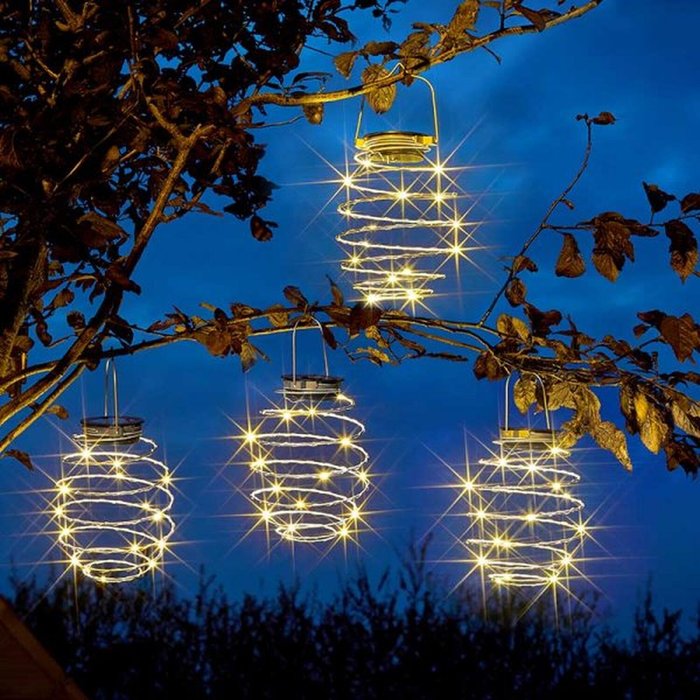 The Range | Garden Mile 4x Solar Spiral LED Lights - Silver Garden Mile 4x Solar Spiral LED Lights - Silver