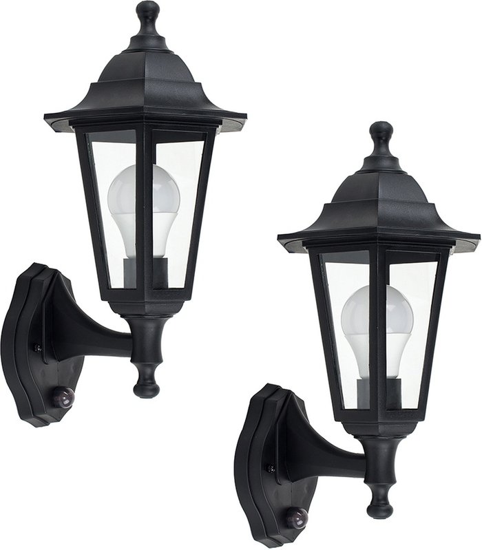 The Range | ValueLights Mayfair Pair of Black Outdoor Wall Lantern - Black ValueLights Mayfair Pair of Black Outdoor Wall Lantern - Black