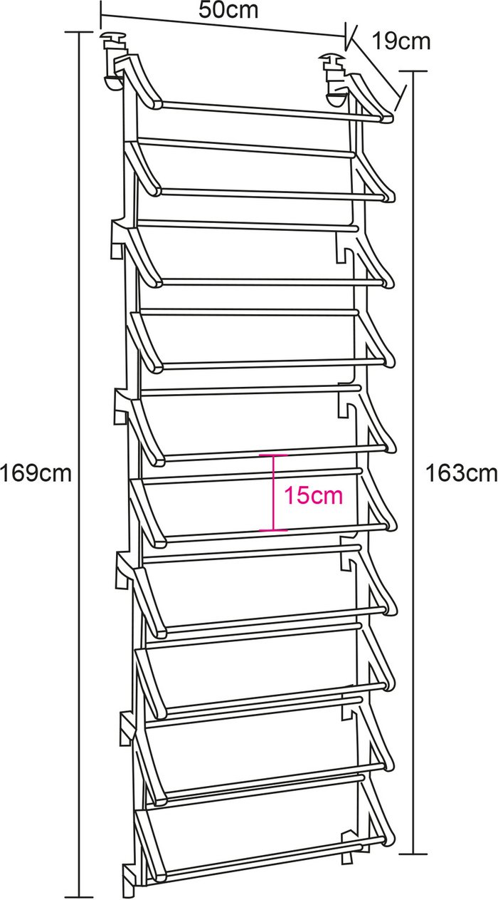 The Range | Dunelm 10 Tier Over Door White Shoe Rack White Dunelm 10 Tier Over Door White Shoe Rack White