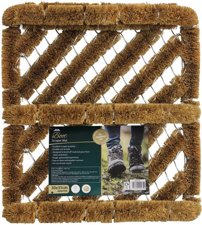 The Range | JVL JVL 35x30cm Boston Natural Coir Scraper Doormat JVL JVL 35x30cm Boston Natural Coir Scraper Doormat