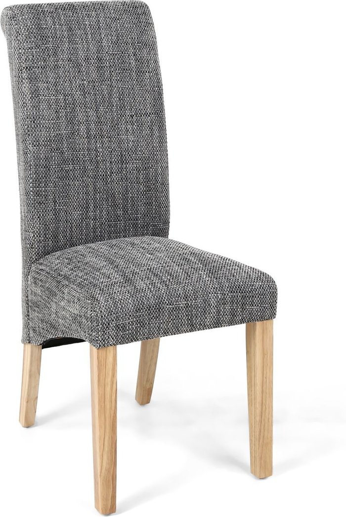 The Range | Shankar 2 x Shankar Karta Scroll Back Tweed Grey Dining Chairs Shankar 2 x Shankar Karta Scroll Back Tweed Grey Dining Chairs