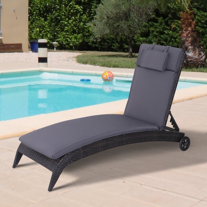 The Range | Outsunny Garden Sun Lounger Chair Cushion - Grey Outsunny Garden Sun Lounger Chair Cushion - Grey