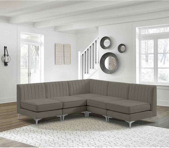 The Range | Simply Eleganza Albert Modular Corner Sofa in Velour Velvet Fabric - Grey Simply Eleganza Albert Modular Corner Sofa in Velour Velvet Fabric - Grey