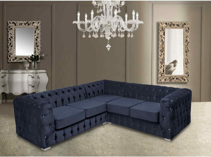 The Range | Simply Eleganza Percy Fixed Back Tufted Fluted Large Corner Sofa - Grey Simply Eleganza Percy Fixed Back Tufted Fluted Large Corner Sofa - Grey