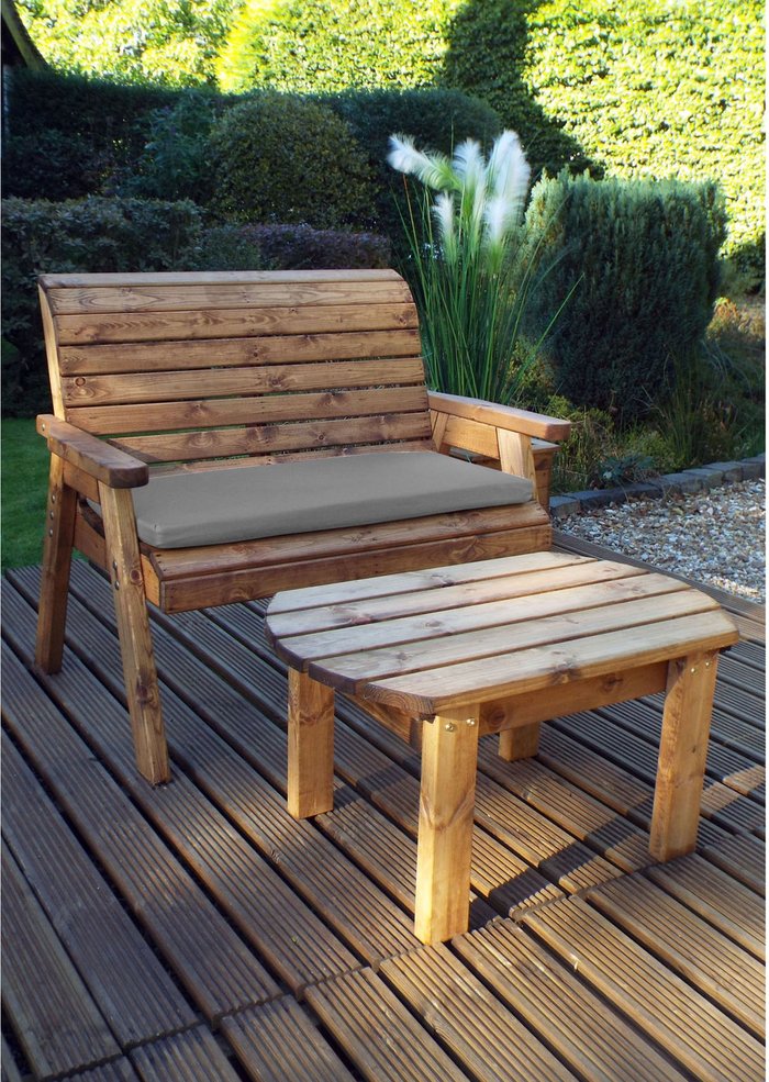 The Range | Charles Taylor Charles Taylor Deluxe Two Seater Bench Set with Seat Cushion - Grey Charles Taylor Charles Taylor Deluxe Two Seater Bench Set with Seat Cushion - Grey