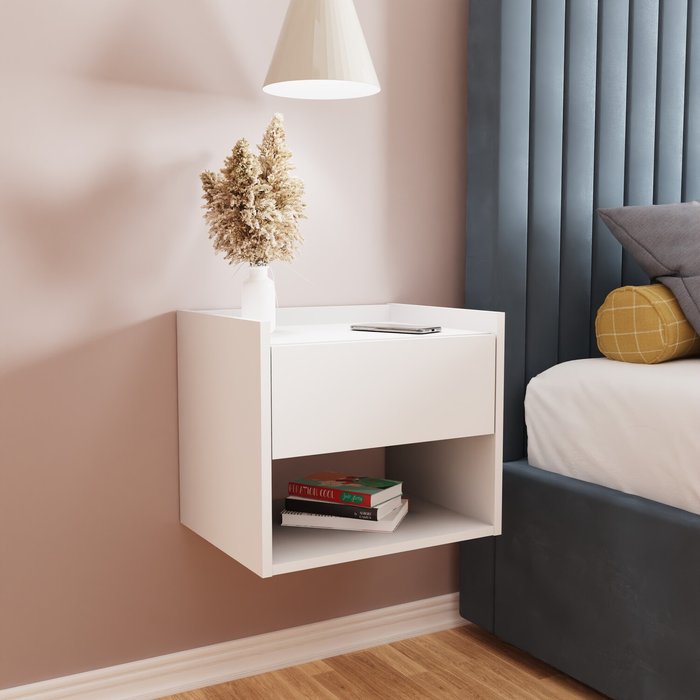 The Range | GFW Harmony Wall Mounted Pair of Bedside Tables - White GFW Harmony Wall Mounted Pair of Bedside Tables - White
